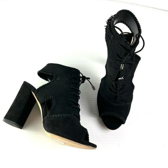 ALEXANDRE BIRMAN Booties womens size 7 Black Suede Lace-Up Open Toe Sandals - Picture 5 of 13